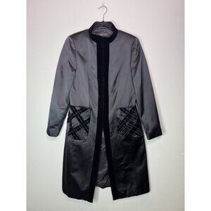 VTG Escada Black Silk Velvet Trim Evening Dress Opera Coat Women 40 Germany